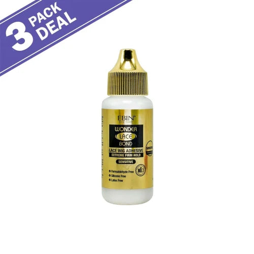 Ebin New York Wonder Lace Bond Lace Wig Adhesive Extreme Firm Hold Sensitive 1.15oz - Gentle on Skin, Long Lasting Hold