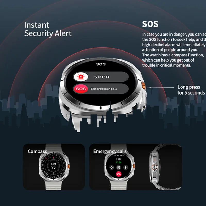 47mm Smart Watch 7 Ultra Men Women AMOLED NFC Compass IP68 Waterproof Heart Rate SpO2 Sport Smartwatch for Android IOS New