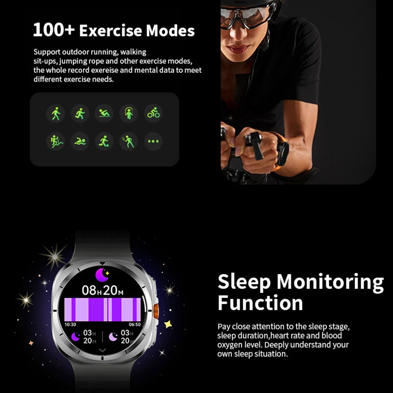 47mm Smart Watch 7 Ultra Men Women AMOLED NFC Compass IP68 Waterproof Heart Rate SpO2 Sport Smartwatch for Android IOS New