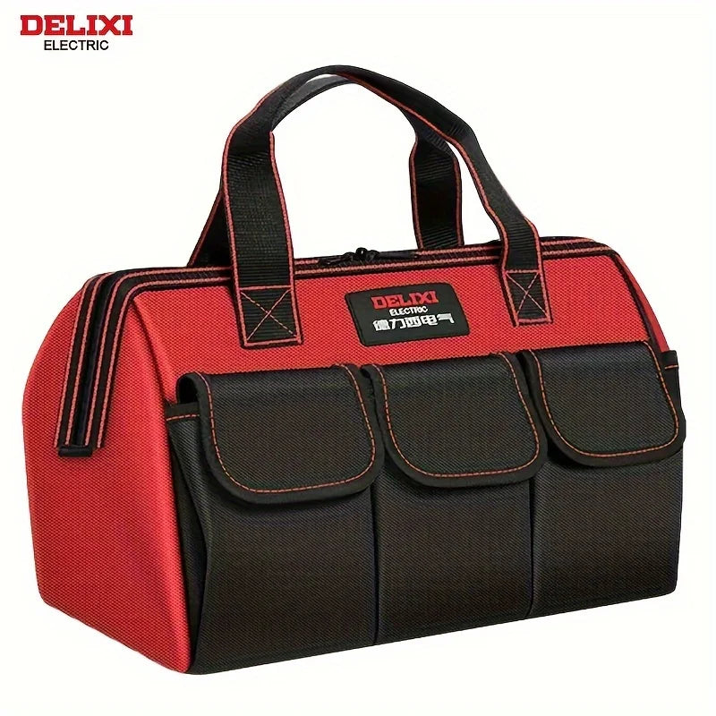 DELIXI ELECTRIC Soft-soled Bag of Three, Multi-pocket Wide-Mouth Tool Handbag, Home Storage, With Adjustable Shoulder Strap