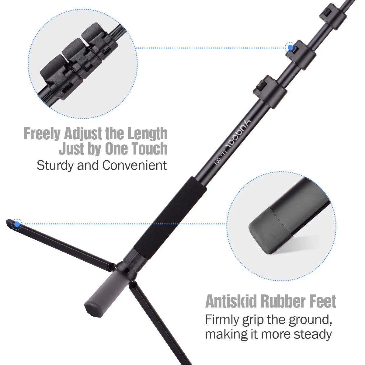54-in Extendable Selfie Stick Tripod Stand Aluminum Alloy with Phone Holder Sports Camera Mount Adapter Remote Shutter