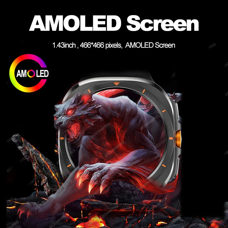 47mm Smart Watch 7 Ultra Men Women AMOLED NFC Compass IP68 Waterproof Heart Rate SpO2 Sport Smartwatch for Android IOS New
