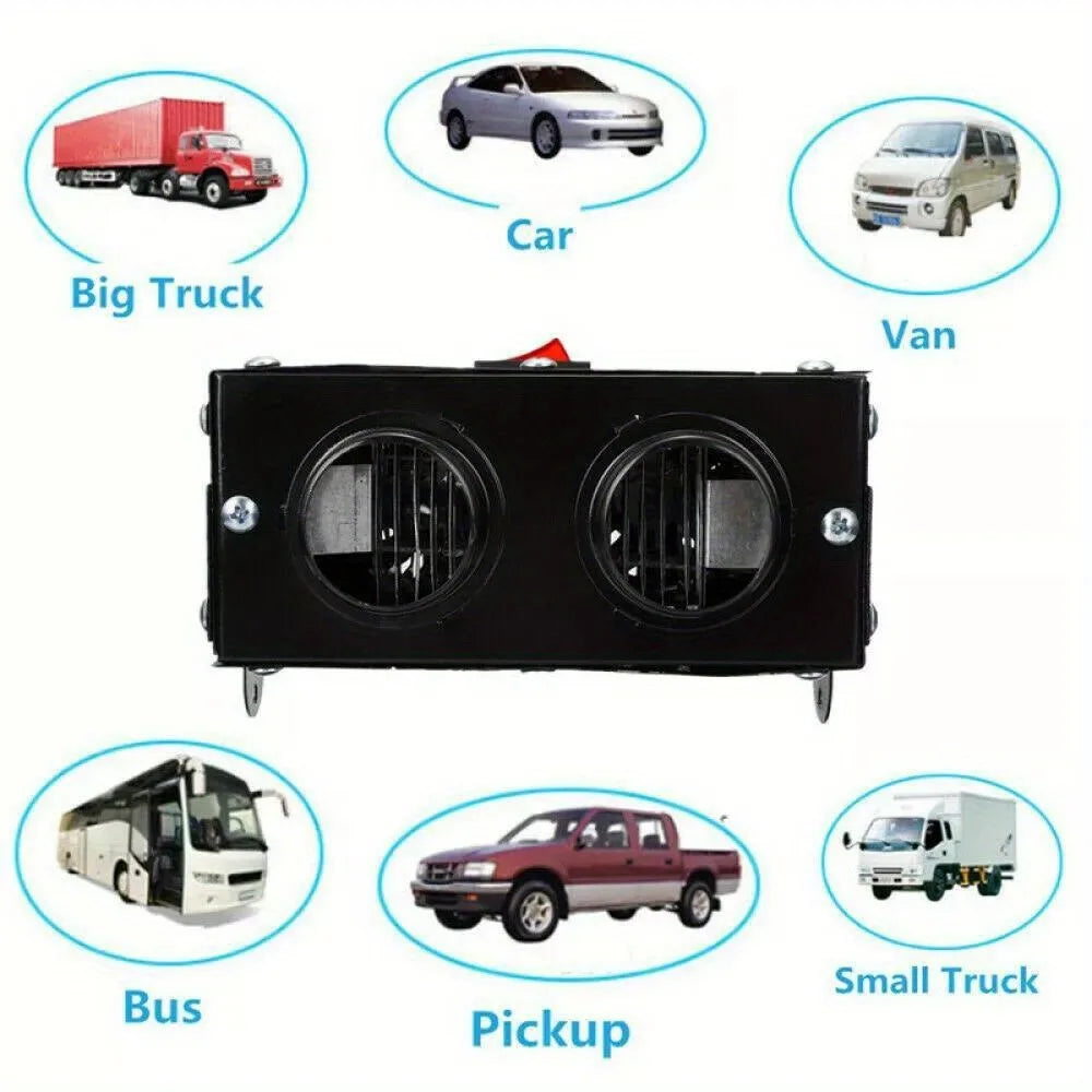 400W Electric Portable Car Heater 12V DC Heating Fan Defogger Defroster Demister Black