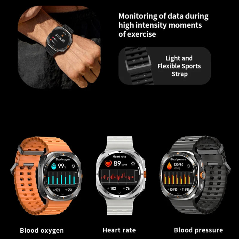47mm Smart Watch 7 Ultra Men Women AMOLED NFC Compass IP68 Waterproof Heart Rate SpO2 Sport Smartwatch for Android IOS New