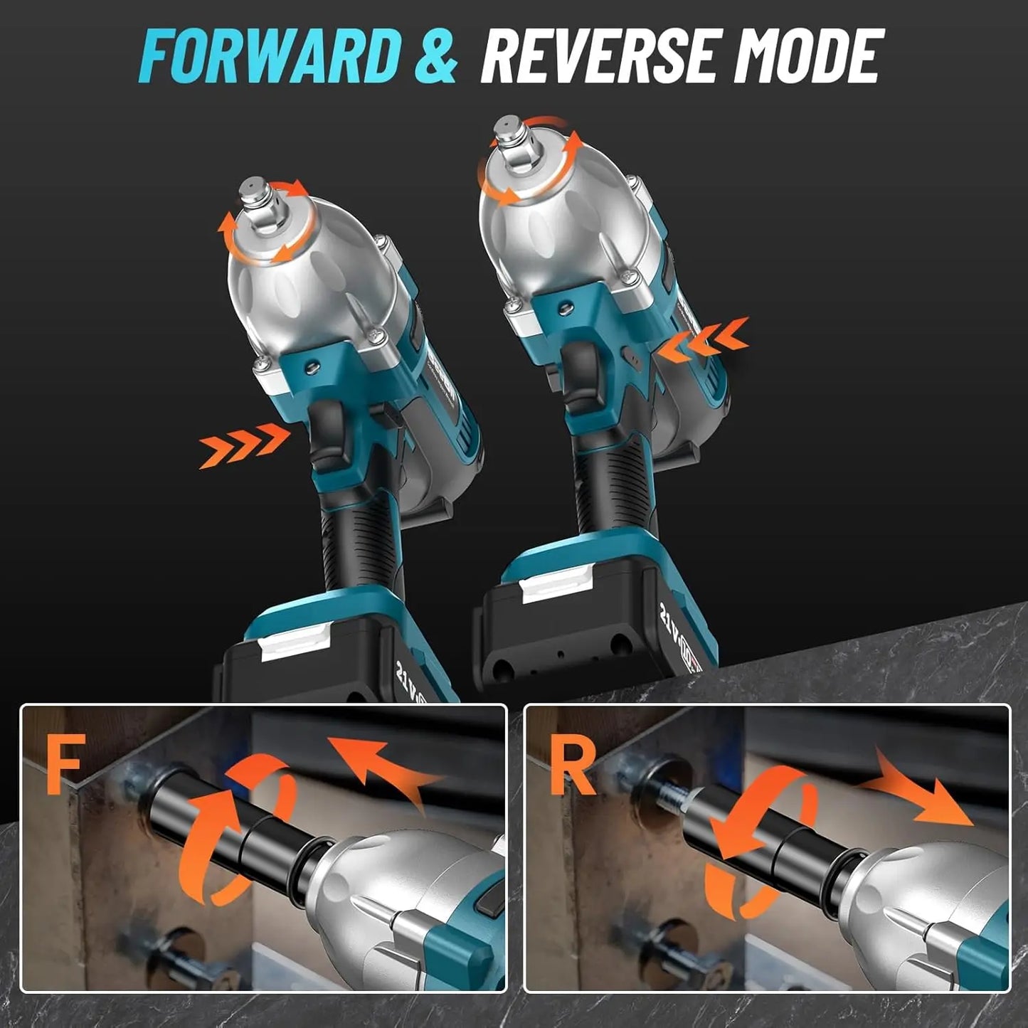 Llave de impacto eléctrica inalámbrica Seesii WH710 de 1/2" para automóvil, 665 ft-lbs (900 N.m), sin escobillas, 3300 RPM, pistola de alto torque, 2 baterías de 4,0 Ah