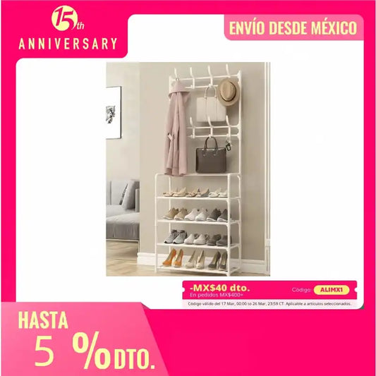 Multifunctional Shoe and Hat Rack, Freestanding Coat Rack with Storage for Home