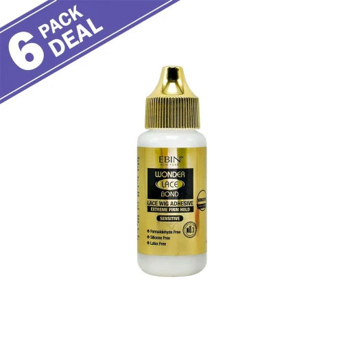 Ebin New York Wonder Lace Bond Lace Wig Adhesive Extreme Firm Hold Sensitive 1.15oz - Gentle on Skin, Long Lasting Hold