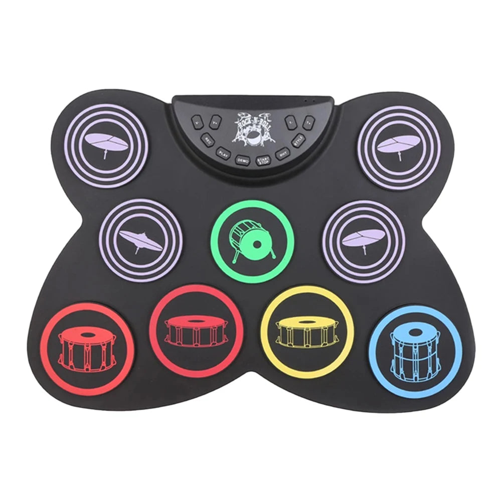 Folding Music Drums Hand Roll USB Electronic Silicon Drum Portable Practice Drums Kit 7-Pad Kit With Drumsticks Sustain Pedal