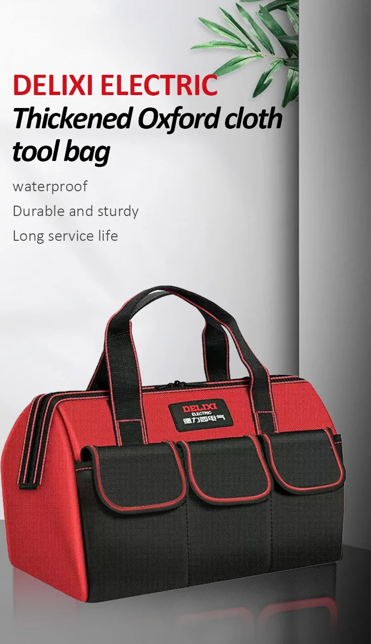 DELIXI ELECTRIC Soft-soled  Bag of Three, Multi-pocket Wide-Mouth Tool Handbag, Home Storage, With Adjustable Shoulder Strap
