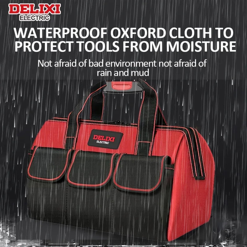 DELIXI ELECTRIC Soft-soled  Bag of Three, Multi-pocket Wide-Mouth Tool Handbag, Home Storage, With Adjustable Shoulder Strap