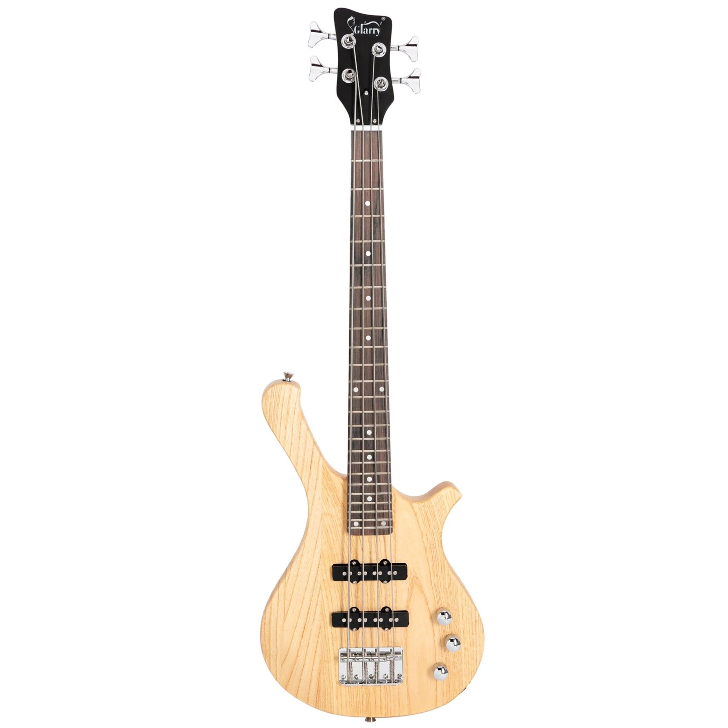 Glarry GW101 36 Zoll kleiner E-Bass mit Mahagoni-Korpus, SS-Tonabnehmern, Gitarrentasche, Gurt, Kabel, Burlywood