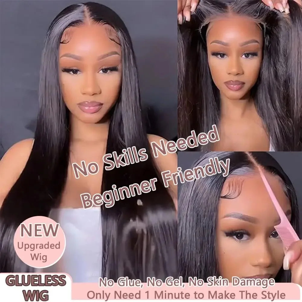 YKB 30 Inch Bone Straight Glueless Wigs Human Hair 5x5 6x6 HD Lace Closure Wig Preplucked Ready To Wear Peruvian Raw 200 Density