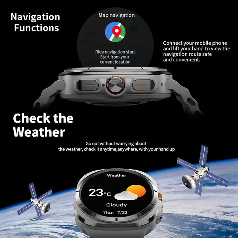 47mm Smart Watch 7 Ultra Men Women AMOLED NFC Compass IP68 Waterproof Heart Rate SpO2 Sport Smartwatch for Android IOS New