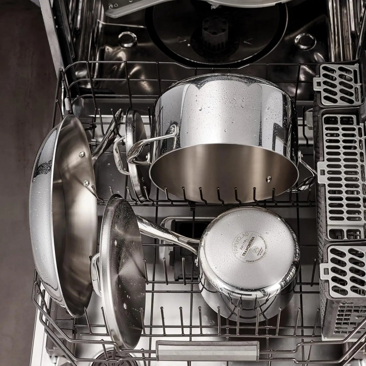 Tramontina Tri-Ply Clad Stainless Steel 9-Piece Cookware Set With Lids, Pots And Pans Kitchen Set, Induction-Ready,