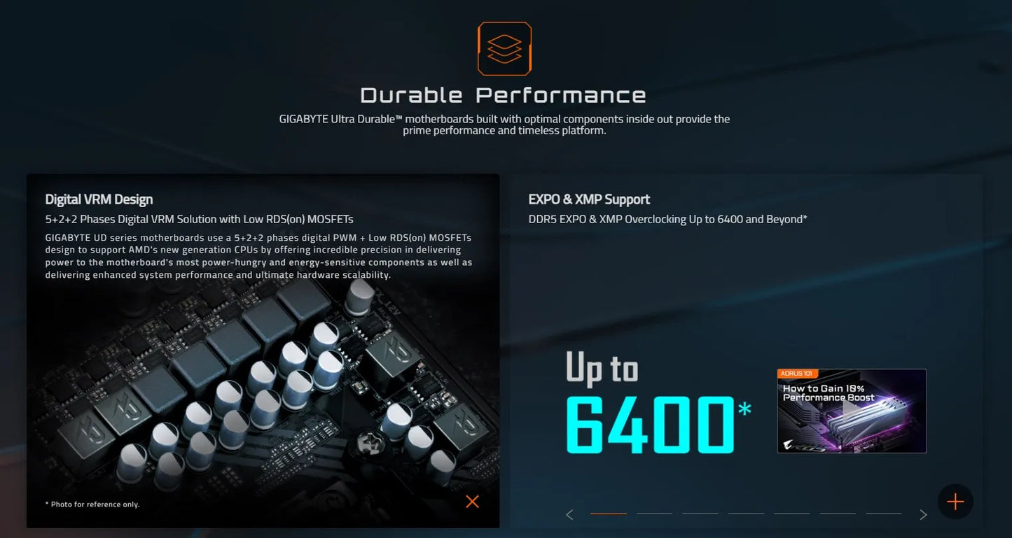 GIGABYTE B650M GAMING WIFI Support for DDR5 6400 M.2 2.5GbE LAN 5+2+2 Phases Digital VRM B650 Ryzen™ 7000 Series AMD Socket AM5