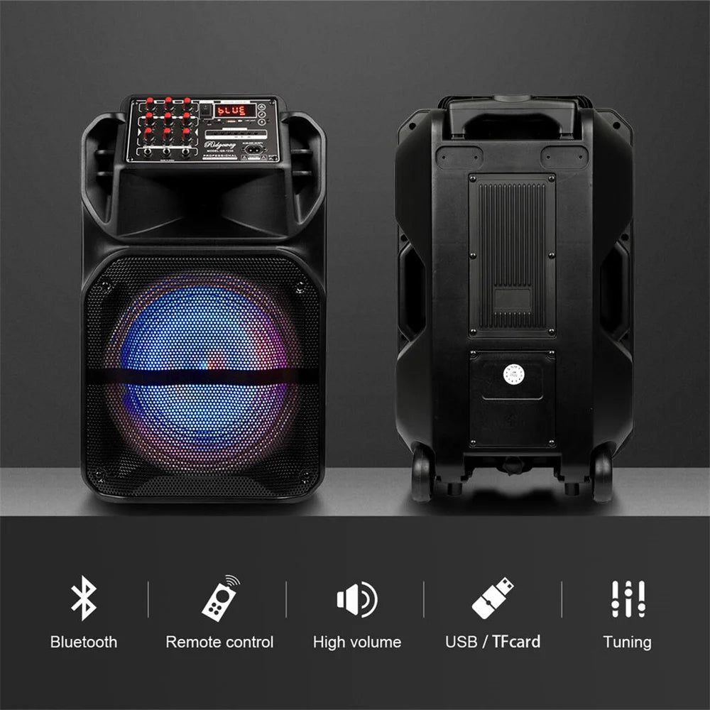7000W Portable 15” Bluetooth Speaker Subwoofer Heavy Bass Sound System Party Mic AUX Led Light Loud Speaker