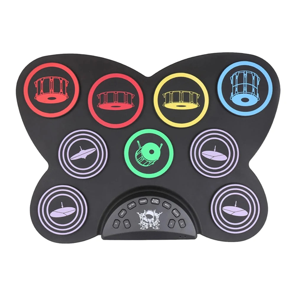 Folding Music Drums Hand Roll USB Electronic Silicon Drum Portable Practice Drums Kit 7-Pad Kit With Drumsticks Sustain Pedal