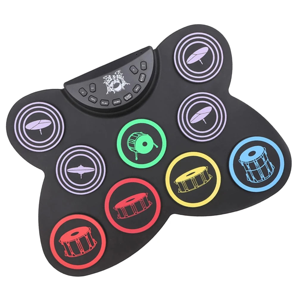 Folding Music Drums Hand Roll USB Electronic Silicon Drum Portable Practice Drums Kit 7-Pad Kit With Drumsticks Sustain Pedal