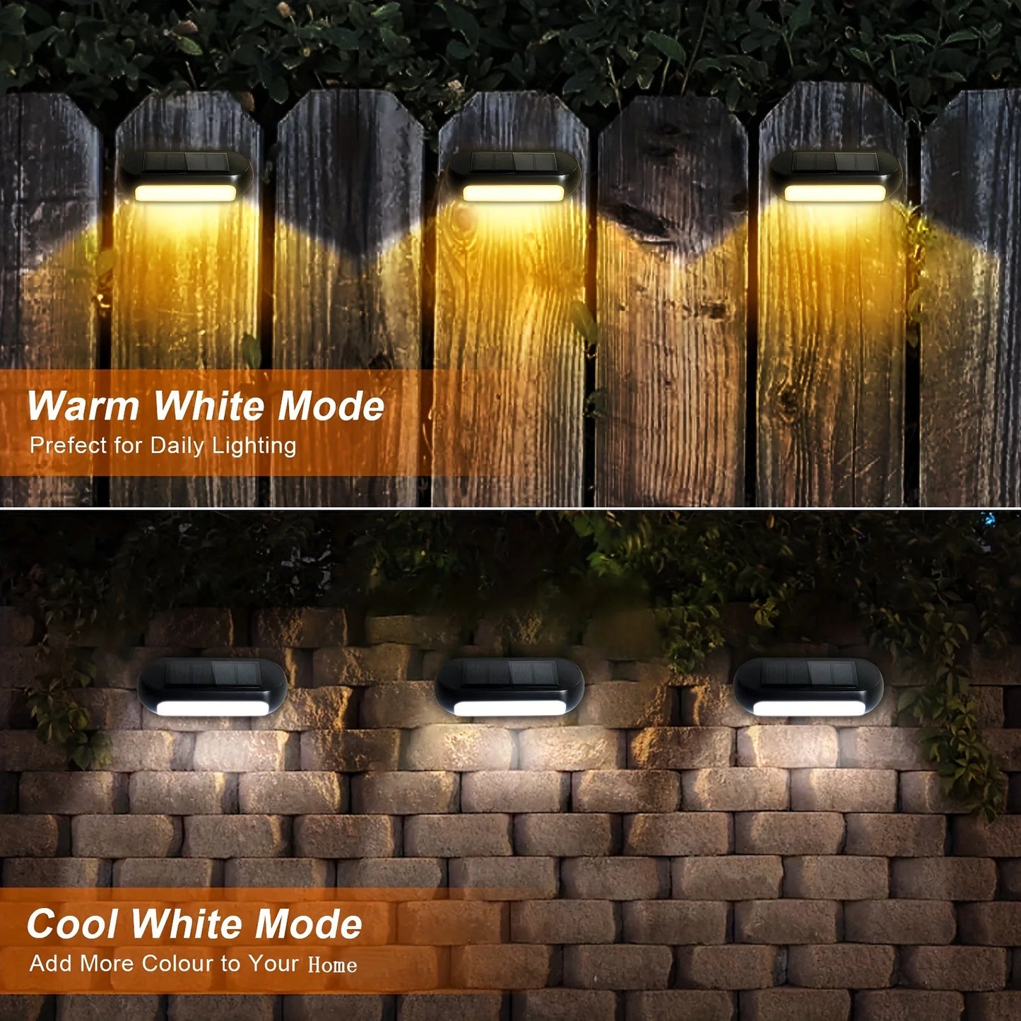 Luces LED solares para escalones con 2 modos de iluminación: mayor duración de la batería, compactas y duraderas, IP65 a prueba de agua para escaleras, cercas y paredes