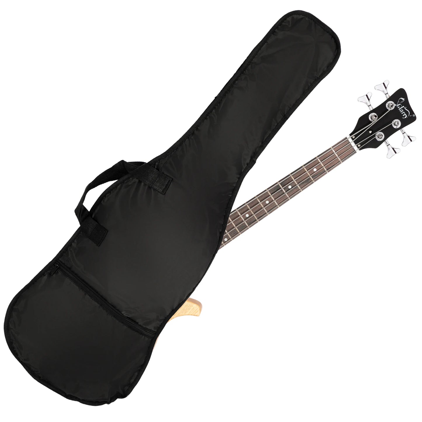 Glarry GW101 36 Zoll kleiner E-Bass mit Mahagoni-Korpus, SS-Tonabnehmern, Gitarrentasche, Gurt, Kabel, Burlywood