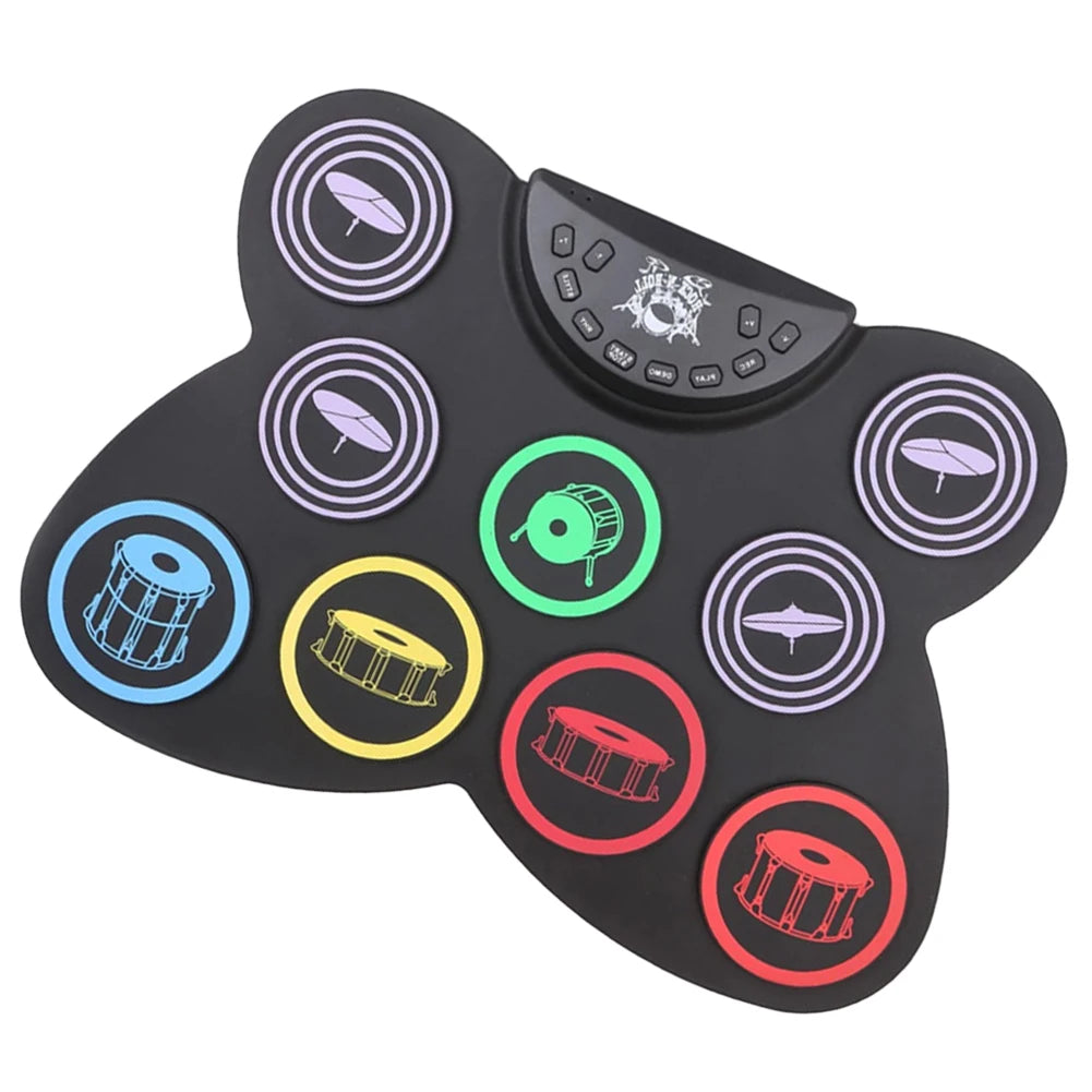 Folding Music Drums Hand Roll USB Electronic Silicon Drum Portable Practice Drums Kit 7-Pad Kit With Drumsticks Sustain Pedal