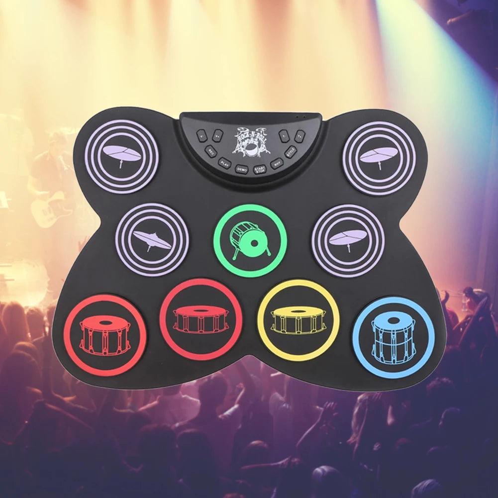 Folding Music Drums Hand Roll USB Electronic Silicon Drum Portable Practice Drums Kit 7-Pad Kit With Drumsticks Sustain Pedal